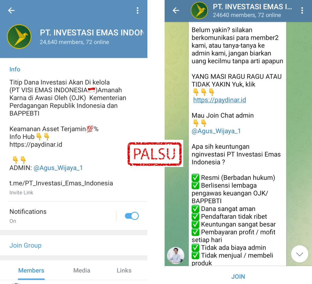 Penipuan Investasi Telegram Mengatasnamakan Paydinar